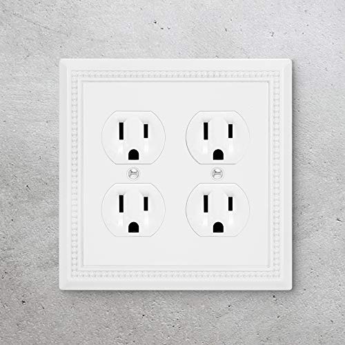 Henne Bery Sunken Pearls Heavy Duty Decorative Wall Plate Switch Plate Outlet Cover (Double Duplex, White) - Image 2