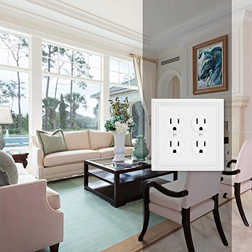 Henne Bery Sunken Pearls Heavy Duty Decorative Wall Plate Switch Plate Outlet Cover (Double Duplex, White) - Image 4