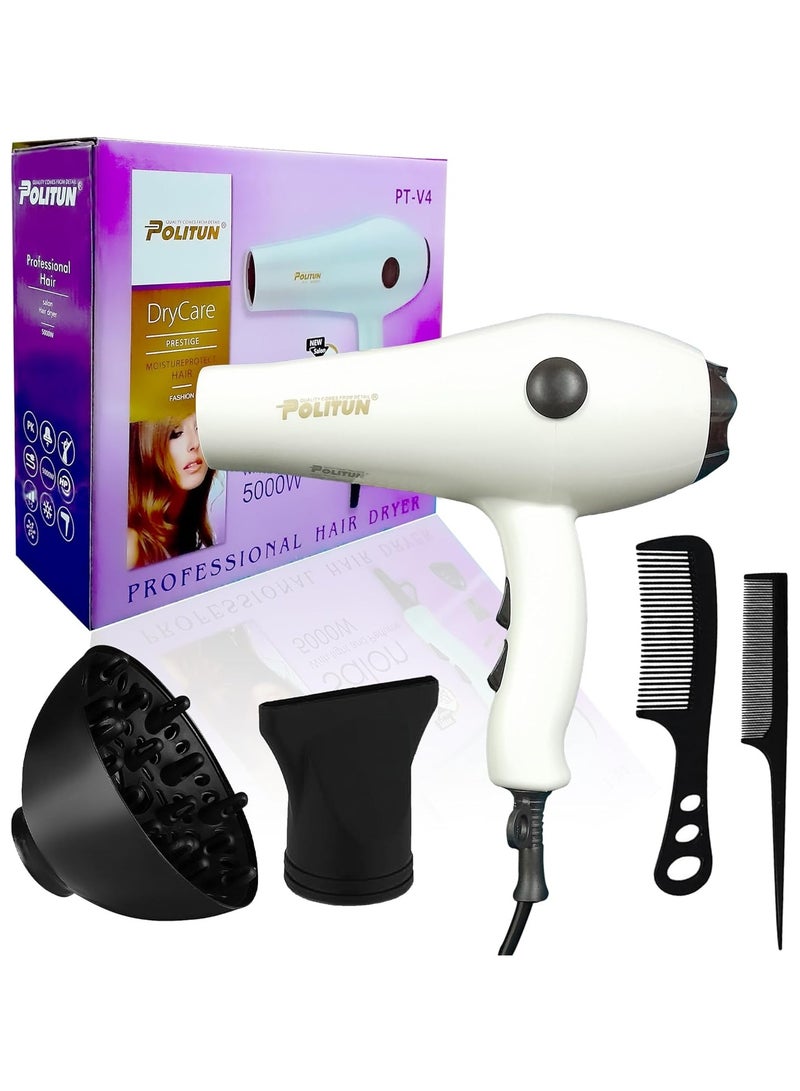 POLITUN Hair Dryer with Quiet Design, Customizable Settings and Overheat Protection for Fast Drying Polyton 5000W Model PT - V4 - Image 1