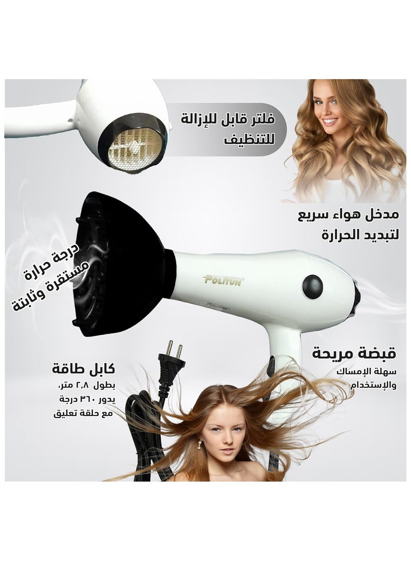 POLITUN Hair Dryer with Quiet Design, Customizable Settings and Overheat Protection for Fast Drying Polyton 5000W Model PT - V4 - Image 5