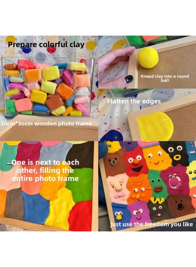 Handmade Photo Frame Clay Painting Adult And Kidsren Handmade Diy Material Package Creative Decorative Painting Tutorial-Specifications:Year 【20*20cm Photo Frame + Material Package】  - Image 3