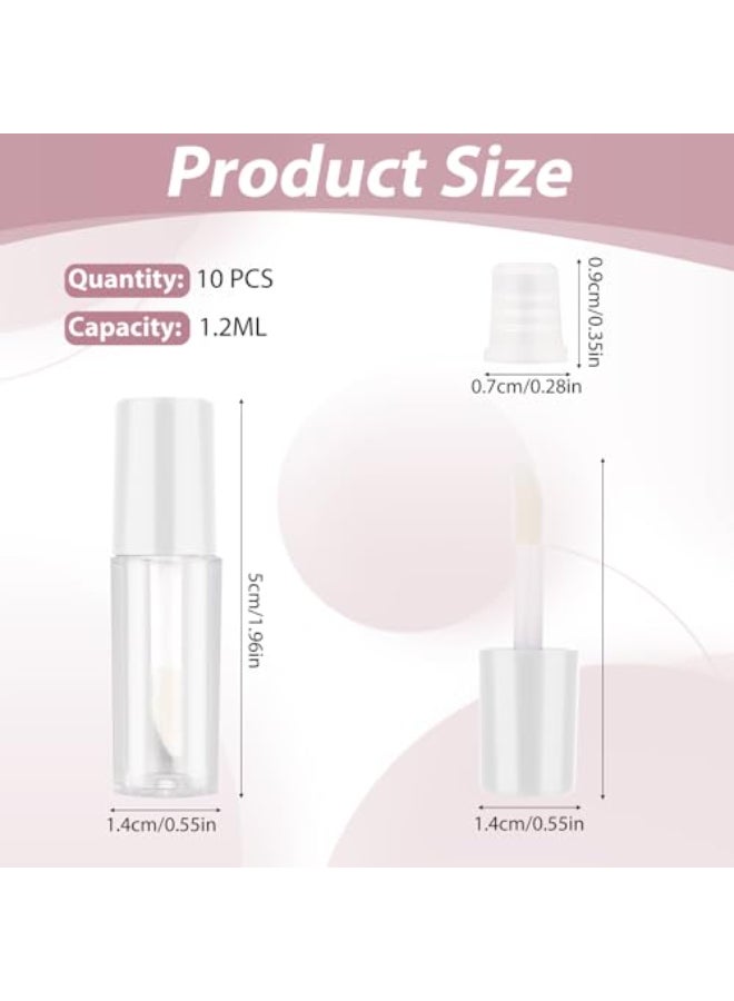 Molain 10pcs Empty Lip Gloss Tubes 12ml Mini Refillable Cosmetic Containers Bottles Lip Balm Bottles for Lipstick Samples Lip BalmsWhite tube cap - Image 3