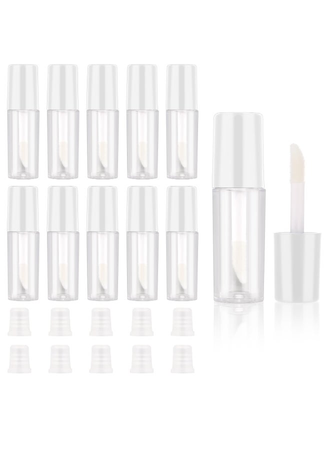 Molain 10pcs Empty Lip Gloss Tubes 12ml Mini Refillable Cosmetic Containers Bottles Lip Balm Bottles for Lipstick Samples Lip BalmsWhite tube cap - Image 2