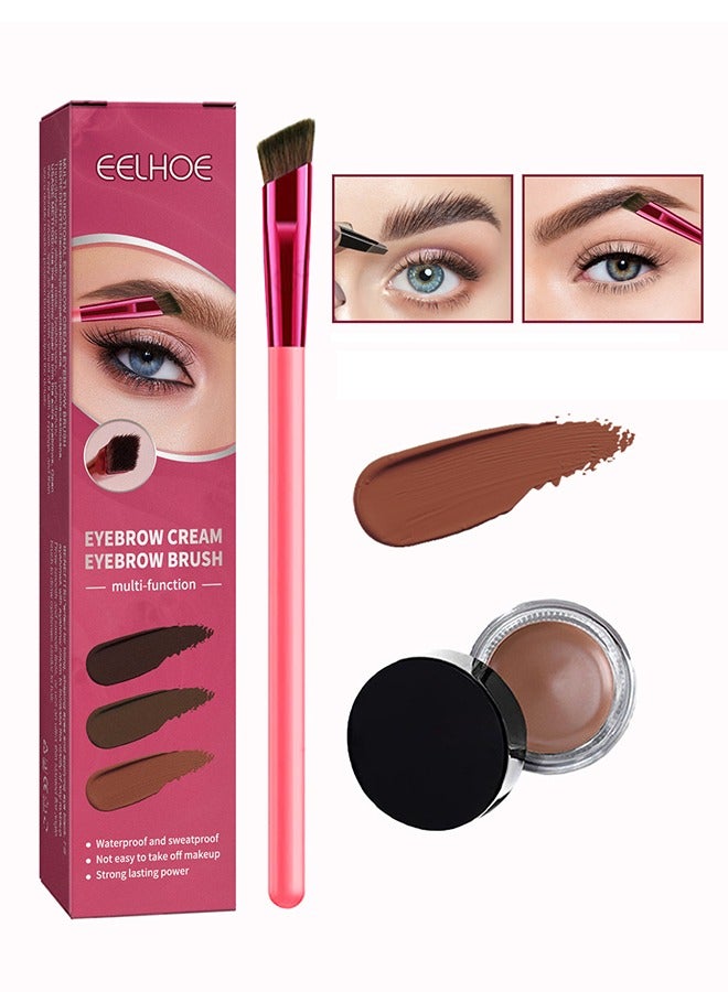 EELHOE Eyebrown Cream Eyebrow Brush,Multi Functional Eyebrow Cream Eyebrow Brush Set,Waterproof Sweat Resistant,Natural Persistence,Reaching The Contour Effect Of Oblique Wild Eyebrow Eye Shadow,Suitable For Use In Makeup(#Light Brown) - Image 1