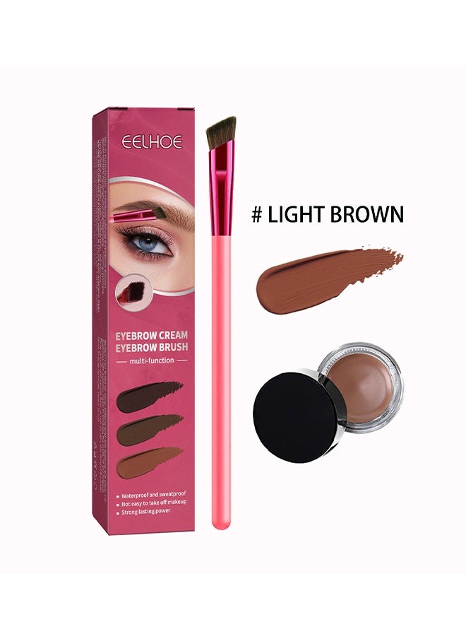 EELHOE - Eyebrown Cream Eyebrow Brush,Multi Functional Eyebrow Cream Eyebrow Brush Set,Waterproof Sweat Resistant,Natural Persistence,Reaching The Contour Effect Of Oblique Wild Eyebrow Eye Shadow,Suitable For Use In Makeup(#Light Brown) - Image 1