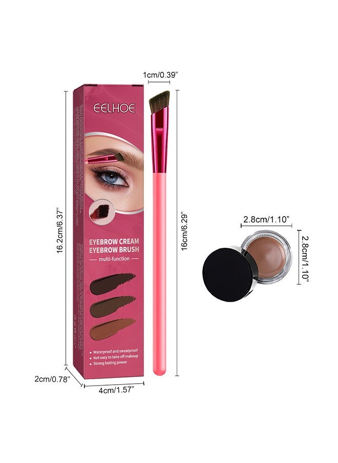 EELHOE - Eyebrown Cream Eyebrow Brush,Multi Functional Eyebrow Cream Eyebrow Brush Set,Waterproof Sweat Resistant,Natural Persistence,Reaching The Contour Effect Of Oblique Wild Eyebrow Eye Shadow,Suitable For Use In Makeup(#Light Brown) - Image 1