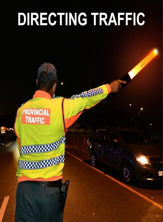 ULTRAFIRE 2pc 11-Inch Signal Traffic Wand Safty LED Flashlight 250 Lumen, Red Flashing Mode, Wrist Strap Lanyard, Side Clip, Orange Finish for Kids Outdoor Camping - Image 2