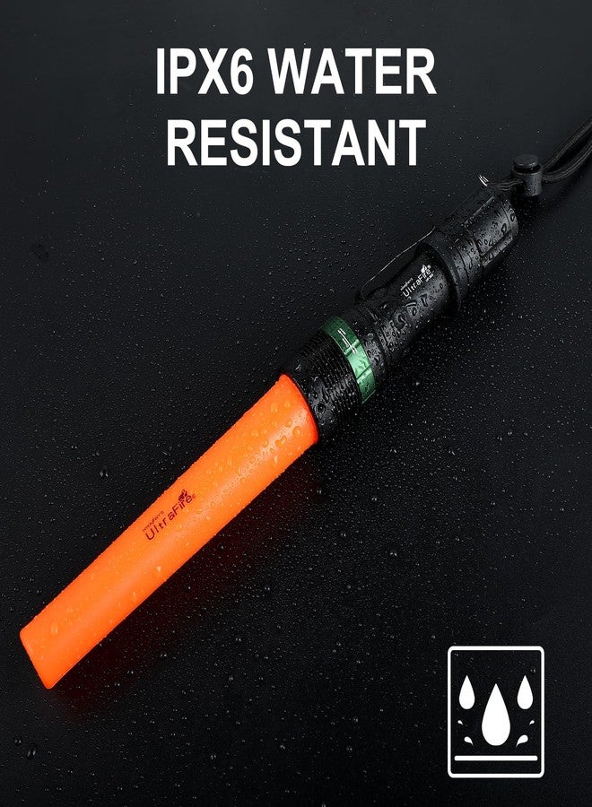 ULTRAFIRE 2pc 11-Inch Signal Traffic Wand Safty LED Flashlight 250 Lumen, Red Flashing Mode, Wrist Strap Lanyard, Side Clip, Orange Finish for Kids Outdoor Camping - Image 5
