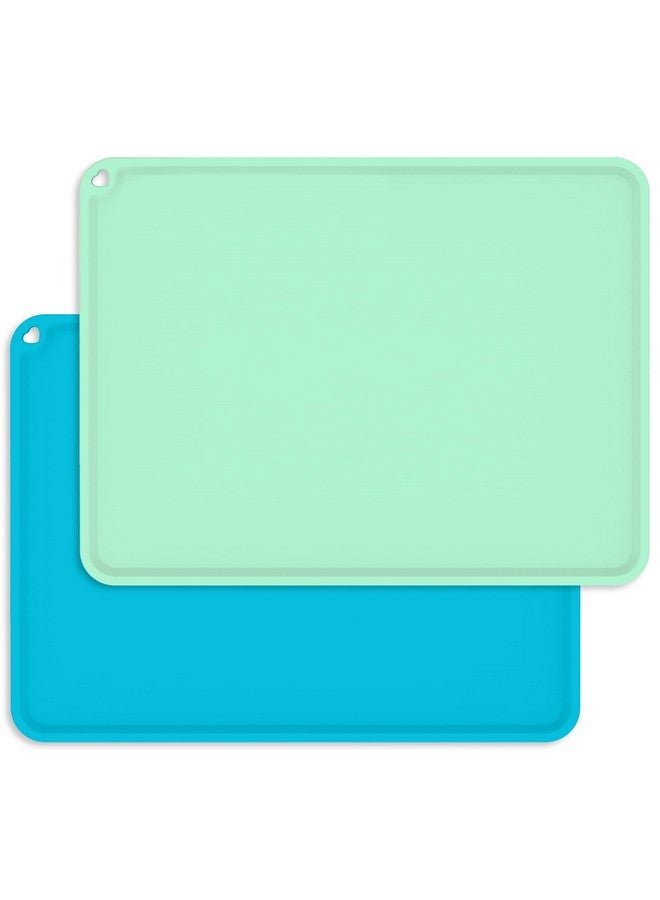Goldleaf Kids Placemats Silicone Baby Placemats For Kids Toddler Children Reusable Nonslip Table Mats Baby Food Mats For Restaurant 2 Pack Bluebaby Green  - Image 1