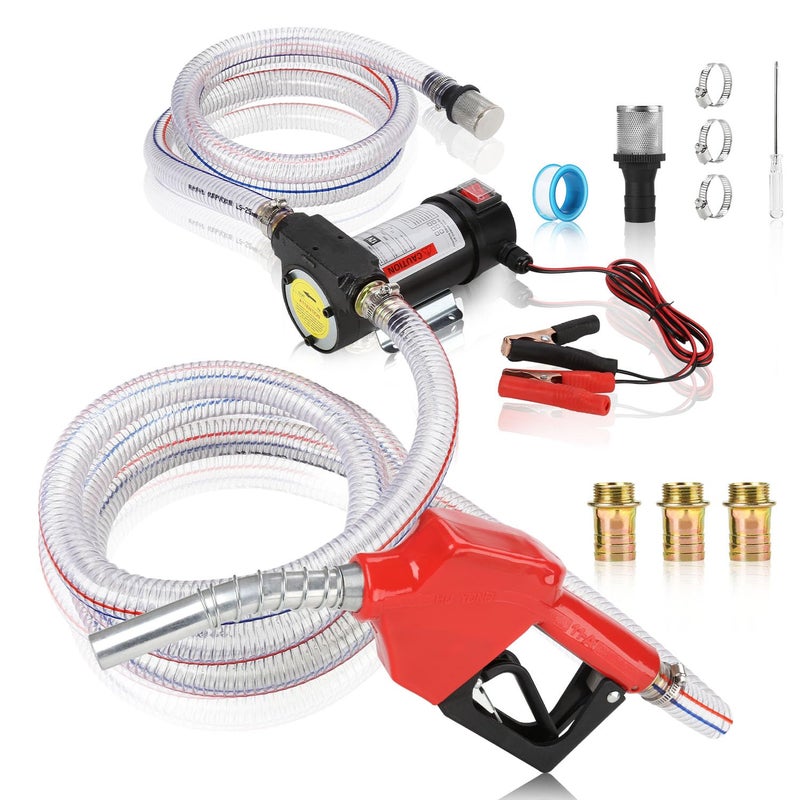 NIHAO 12V Diesel Fuel Transfer Pump Kit Electric SelfPriming Transfer Pump with Automatic Shutoff Nozzle Hose for Diesel Kerosene Machine Transformer Oil
