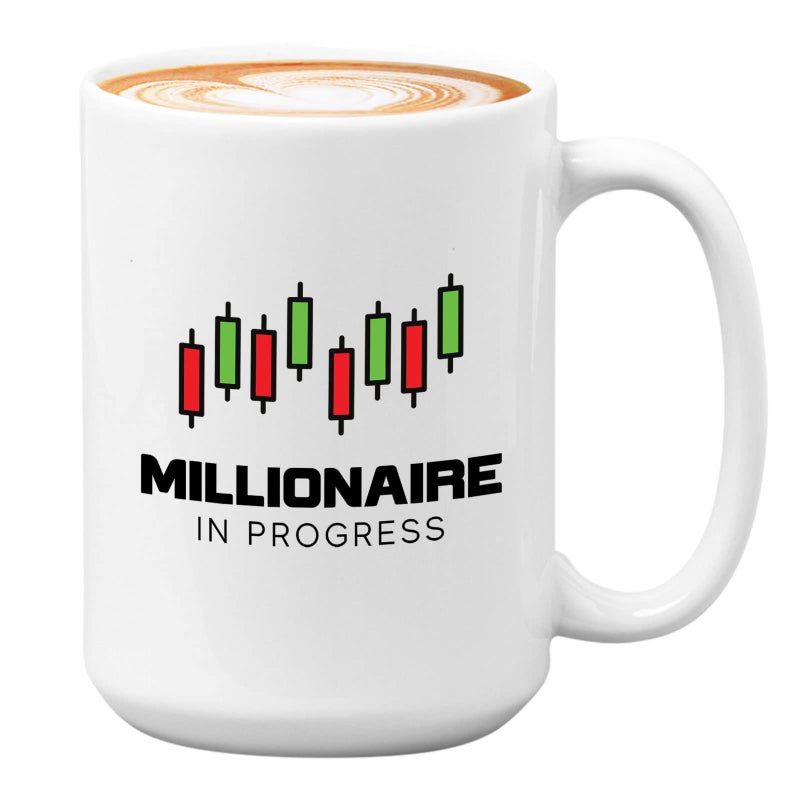 Bubble Hugs Stock Trader Coffee Mug 15oz White Millionaire in Progress Trading Inspirational Day Trader Stock Market Brokers Market Digital Currency