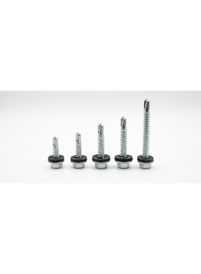 Jupiter SDS Hex Washer Head Stainless Steel Screws (14x4' inch) Bonded EPDM Washer, Slotted Hex Head Box of 145 pieces - Image 4