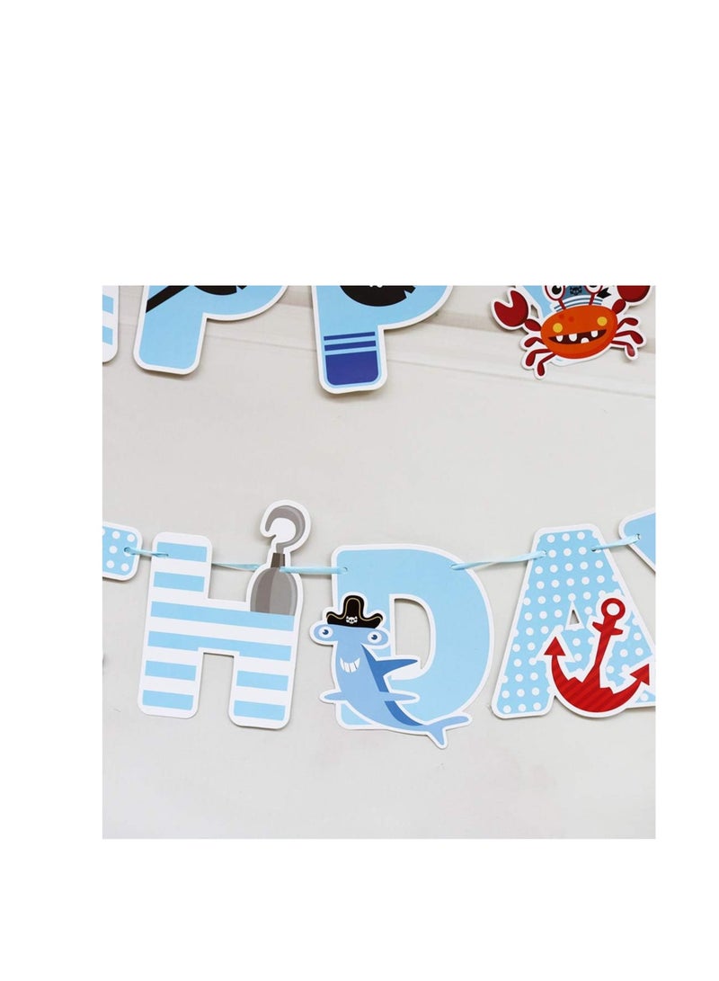 KASTWAVE Pirate Birthday Banner Pirate Party Decorations for Kids Pirate Theme Party Supplies Birthday Party Baby Shower Pirate Happy Birthday Banner for Boys Children 1-4th Birthday Supplies - Image 5