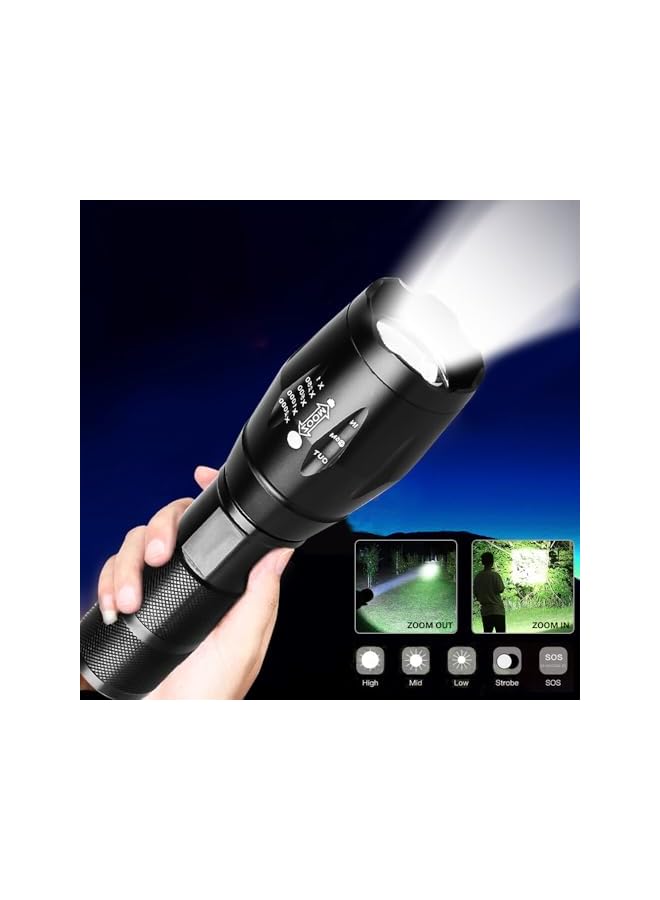 S-TOP (2Pack) Portable Led Flashlights 5 Modes 2000 Lumens Tactical Flashlight, High Lumens Bright Waterproof Zoomable Flash light for Camping, Emergencies, Outdoor, Home (Batteries Not Included) - Image 3