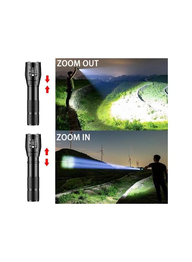 S-TOP (2Pack) Portable Led Flashlights 5 Modes 2000 Lumens Tactical Flashlight, High Lumens Bright Waterproof Zoomable Flash light for Camping, Emergencies, Outdoor, Home (Batteries Not Included) - Image 2
