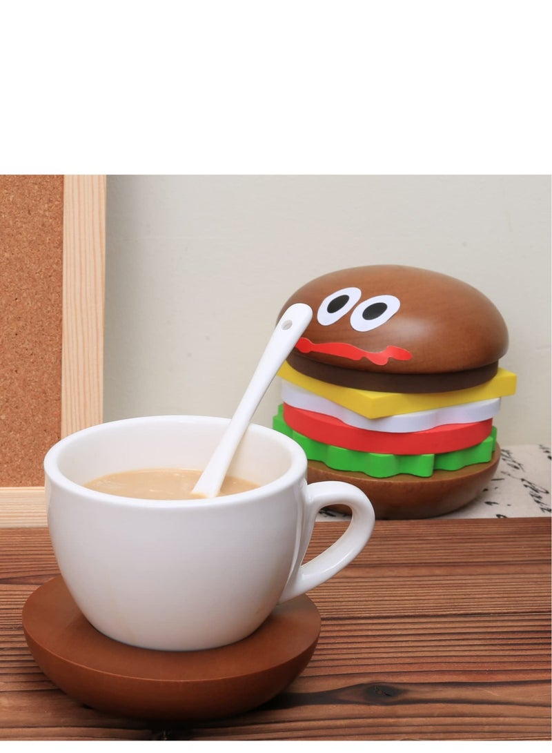 SYOSI Coasters Set for Drinks, Stackable Burger Coasters Set - Fun and Creative Wooden Coasters for Drinks, Table Decor, and Gifts - Perfect for Housewarming and Birthday Parties  - Image 5
