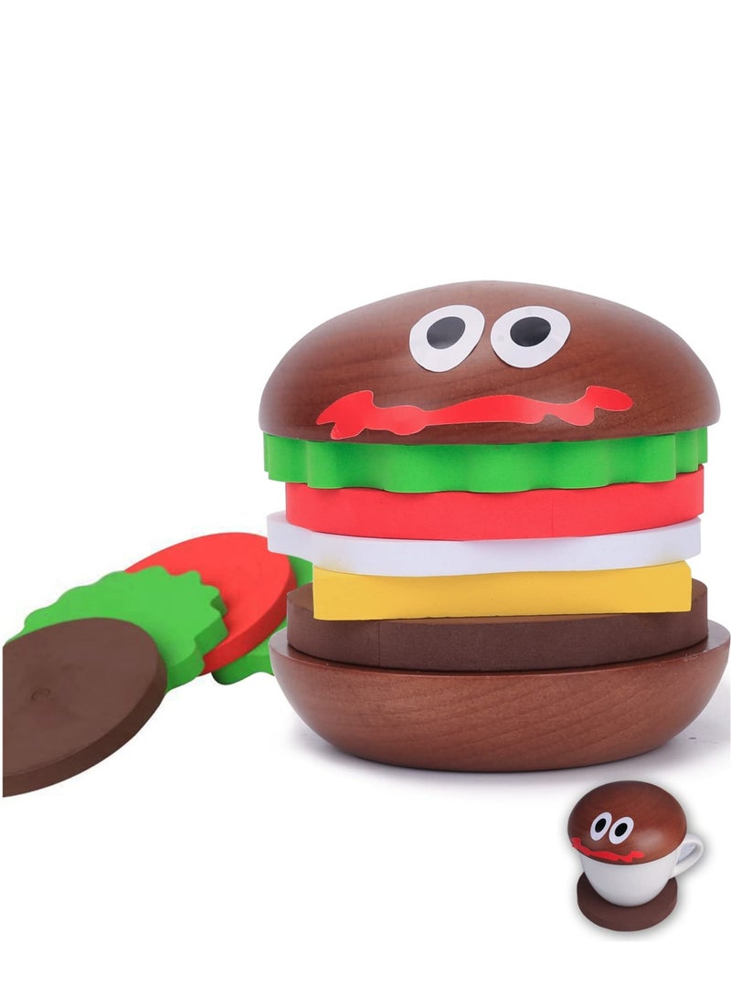 SYOSI Coasters Set for Drinks, Stackable Burger Coasters Set - Fun and Creative Wooden Coasters for Drinks, Table Decor, and Gifts - Perfect for Housewarming and Birthday Parties  - Image 1