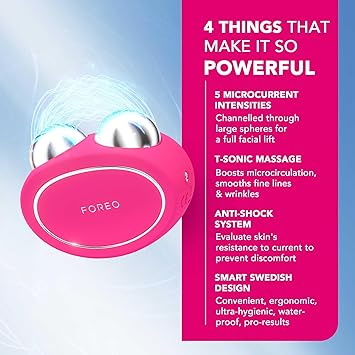 FOREO مجموعة FOREO Forever Firm Bear جهاز رفع الوجه بالتيار الميكروي مدلك الوجه كهربائي 2 × سيروم موصل متجدد 30 مل أدوات العناية بالبشرة المضادة للشيخوخة مجموعة رفع الوجه الفوري فوشيا - Image 3
