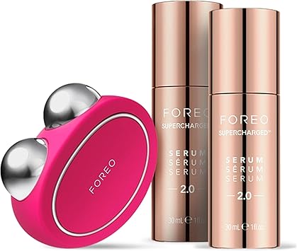 FOREO مجموعة FOREO Forever Firm Bear جهاز رفع الوجه بالتيار الميكروي مدلك الوجه كهربائي 2 × سيروم موصل متجدد 30 مل أدوات العناية بالبشرة المضادة للشيخوخة مجموعة رفع الوجه الفوري فوشيا - Image 1