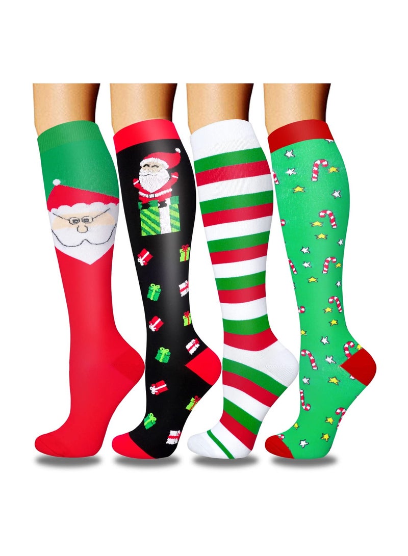 4 Pairs Copper Compression Socks 15-20 mmHg, Support Compression Socks Copper-Infused Compression Socks Nurses Support Copper Compression Socks Copper Compression Socks for Nurses Running Hiking - Image 1