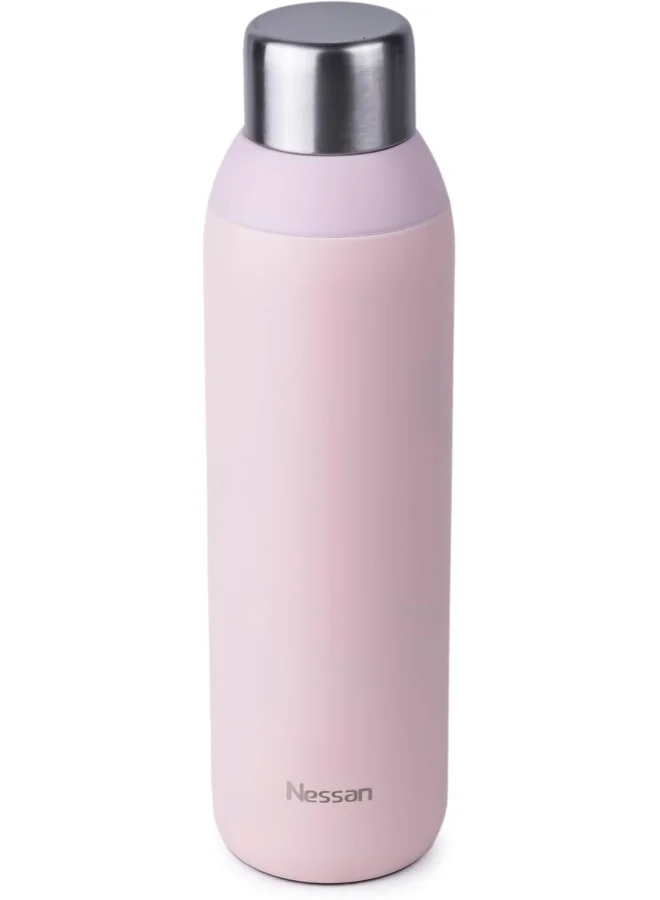 نيسان Double Wall Insulated Stainless Steel Vacuum Bottle, 600 ml - Pink