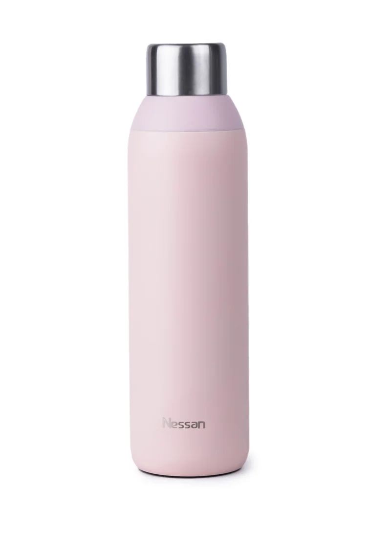 نيسان Double Wall Insulated Stainless Steel Vacuum Bottle, 600 ml - Pink