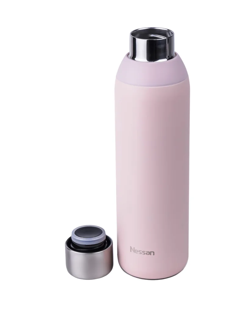 نيسان Double Wall Insulated Stainless Steel Vacuum Bottle, 600 ml - Pink