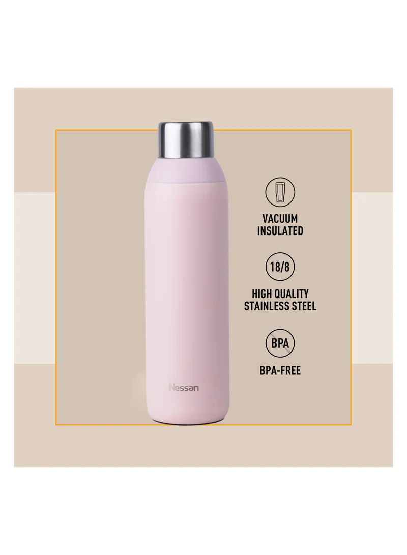 نيسان Double Wall Insulated Stainless Steel Vacuum Bottle, 600 ml - Pink