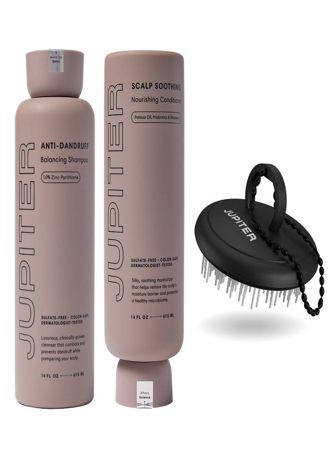 Jupiter, Dermatologist-Formulated Anti-Dandruff Shampoo, Conditioner, & Scalp Scrubber, for Women & Men, for Flaky, Itchy, Oily, & Dry Scalp, Vegan, Sulfate-Free, Color-Safe, & Paraben-Free, with Zinc - Image 1