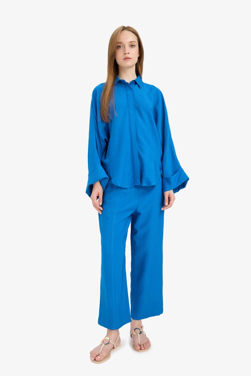 ديفاكتو تونيك قميص محجبات بيزك قصة مريحة من مزيج الكتان - Image 2