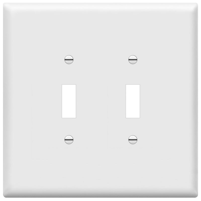 ENERLITES Jumbo Double Toggle Switch Cover Large Two Gang Light Switch Wall Plate Gloss Finish Oversized 2Gang 55 x 55 Unbreakable Polycarbonate Thermoplastic UL Listed 8812OW White