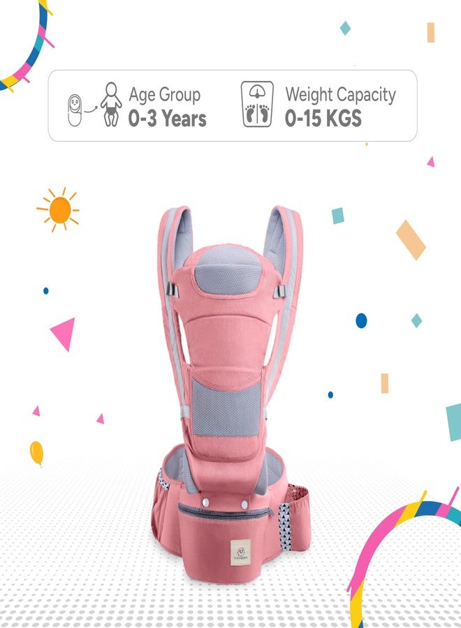 TINYBERG Baby Carrier For 0 To 3Years With 6 Different Carrying Positions | Detachable Hip Seat | Carrying Capacity 15 Kg | Baby Carrier & Holder With Front Storage (Pink), Infant - Image 2