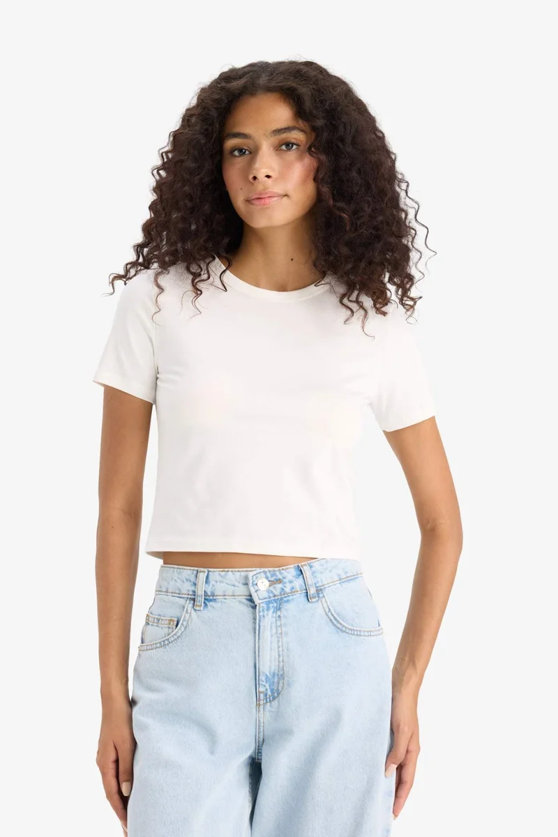 DeFacto Slim Fit Crew Neck Cotton Short Sleeve T-Shirt