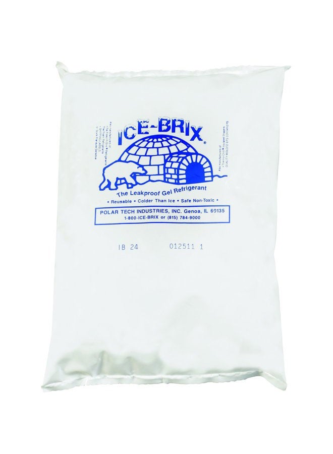 Bfib24Bpd Ice-Brix Cold Gel Pack, 8" X 6" X 1 1/4", 24 Oz. Reusable, Food Safe, White (Pack of 12)