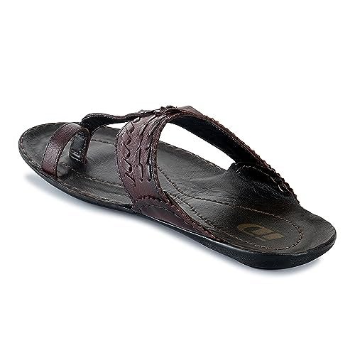 ID Brown Slip-On Kolhapuri Ethnic Style Slippers for Men - Image 3