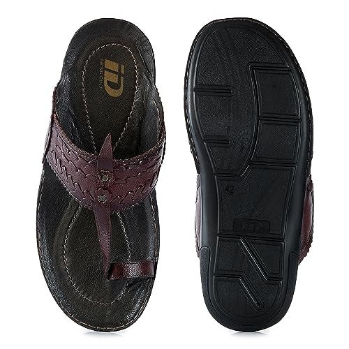 ID Brown Slip-On Kolhapuri Ethnic Style Slippers for Men - Image 5