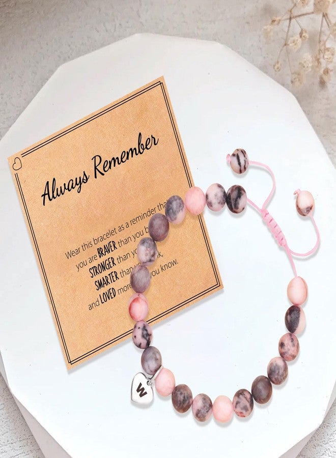 Tirdkid Pink Natural Stone Initial Bracelets for Teen Girls Women, Graduation Friend Birthday Gifts for Girls Jewelry, Letter K Initial Charm Bracelets for Teenage Teen Girls - Image 5