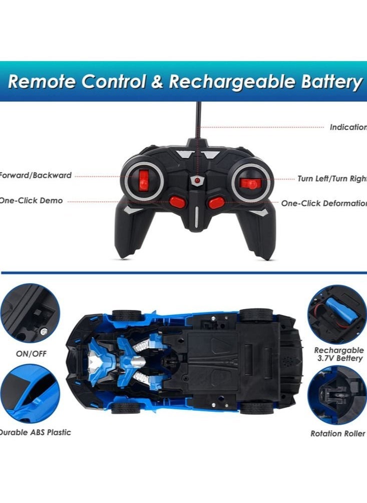 Remote Control Car,  Rechargeable Transformation Car Robot with Flashing Lights and 360°Rotation - Image 4