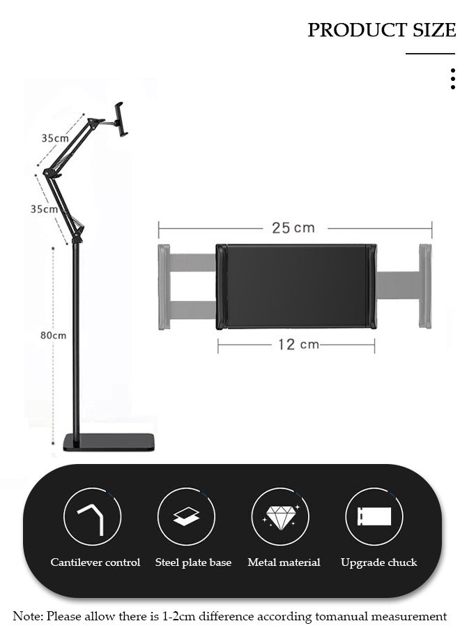 DUNISO حامل تابلت 2 في 1 قابل لتعديل الارتفاع للمكتب والسرير وحامل هاتف وحامل أرضي لجهاز iPad مقاس 12-25 سم، ومعظم هواتف iPhone وAndroid، وأجهزة القراءة الإلكترونية أو الأجهزة الأخرى - Image 3