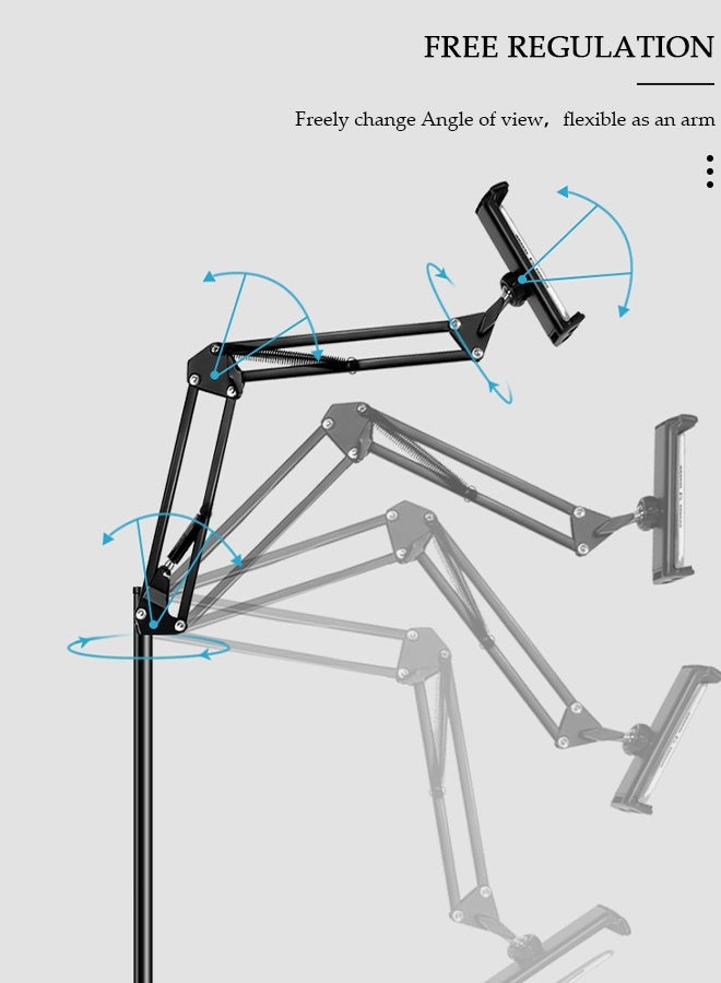 DUNISO حامل تابلت 2 في 1 قابل لتعديل الارتفاع للمكتب والسرير وحامل هاتف وحامل أرضي لجهاز iPad مقاس 12-25 سم، ومعظم هواتف iPhone وAndroid، وأجهزة القراءة الإلكترونية أو الأجهزة الأخرى - Image 4