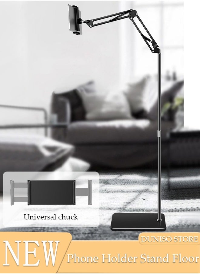 DUNISO 2 in 1 Tablet Stand Holder Height Adjustable for Bed Desk Phone Stand Holder Floor Stand for 12-25 cm iPad,  most iPhone and Android phone, E-Readers or Other Devices  - Image 1