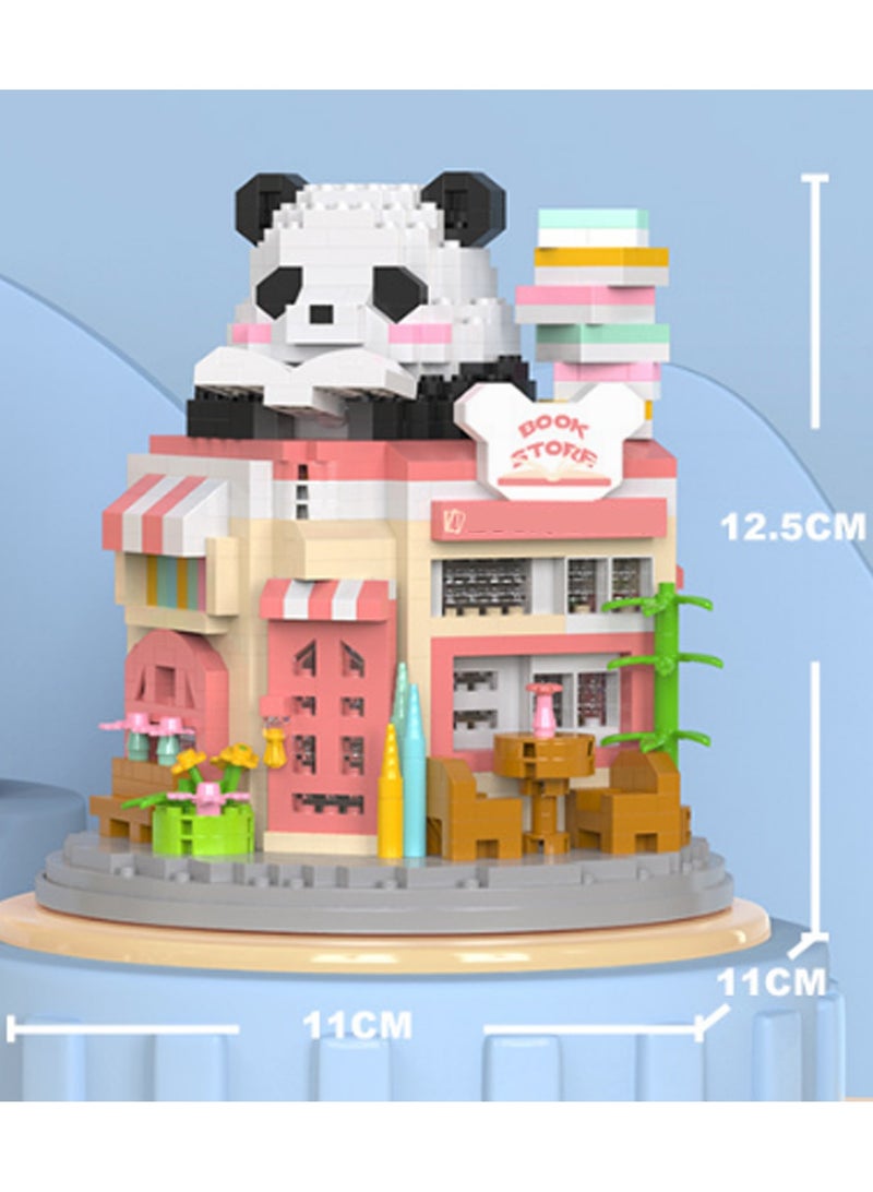 872pcs Panda Bookstore Building Block Set Gift Friend Gift Suitable For Children Over 6 Years Old Classroom And Home Decoration Building Block Set - Image 2