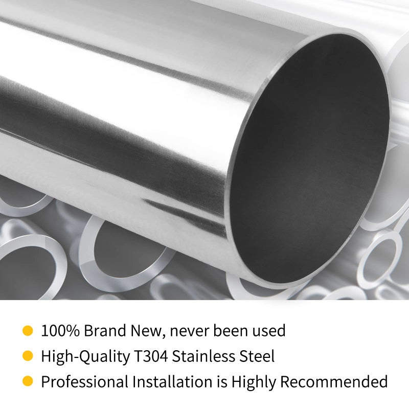 FGJQEFG 2.25 Inch Straight DIY Custom Mandrel Exhaust Pipe Tube Pipe, 30 Inch Length, 2.25'' OD Mandrel Straight Pipe, T304 Stainless Steel, Universal Fitment - 1PC - Image 5