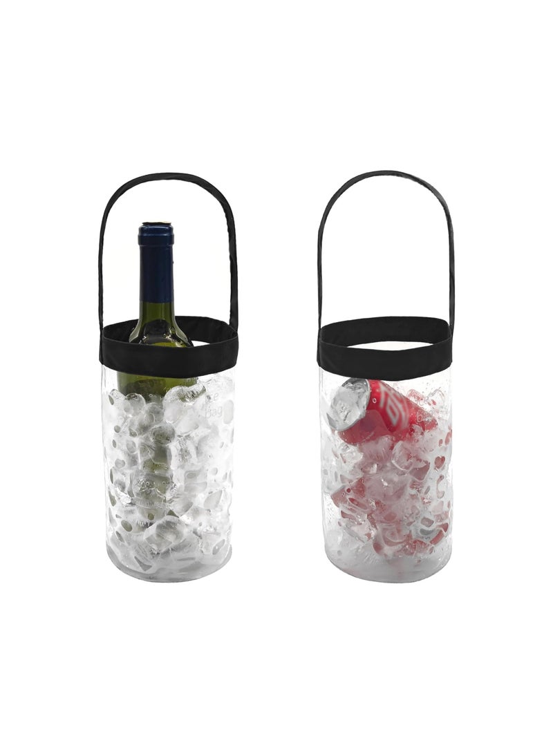 SYOSI Ice Wine Bag, 2 Pack Portable Collapsible Clear Wine Pouch Cooler, with Handle Wine Bottle Chiller, Ice Bucket Tote for Outdoor, Chilled Beverages, Iced Drinks, for Parties, Picnics, Celebrations - Image 1