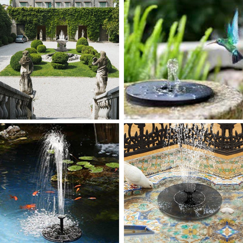 Solar Fountain Pump Bird Bath Fountain Floating Fountain for Pools with 4 Spraying Nozzles Courtyard Landscape Fountain Outdoor Garden Pond Fountain - Image 5