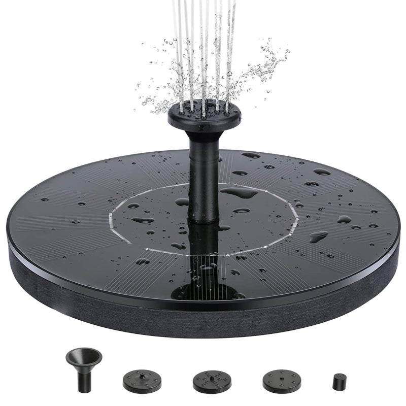 Solar Fountain Pump Bird Bath Fountain Floating Fountain for Pools with 4 Spraying Nozzles Courtyard Landscape Fountain Outdoor Garden Pond Fountain - Image 1