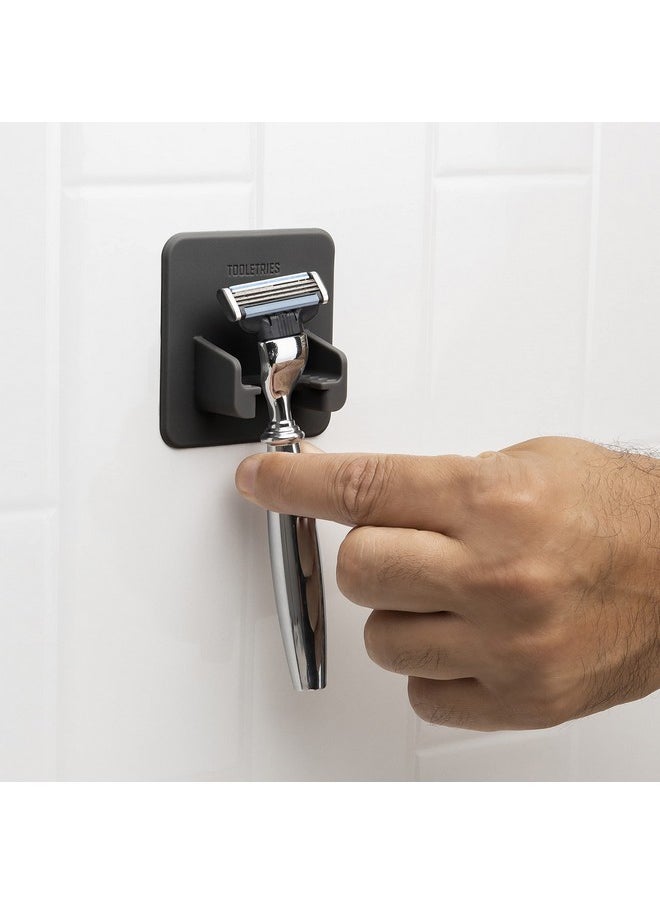 TOOLETRIES - Tooletries - The Mason Razor Holder - Secure & Safe, Silicone Toiletry Organizer, Shower & Bathroom Accessory - Features Silicone-Grip Technology, Removable & Reusable - Charcoal - Image 1