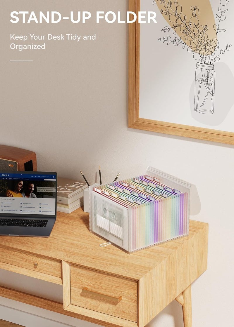 A4 Expanding File Organiser with 26 Pockets - Portable Rainbow Filing Folder (Pink ) - Image 5