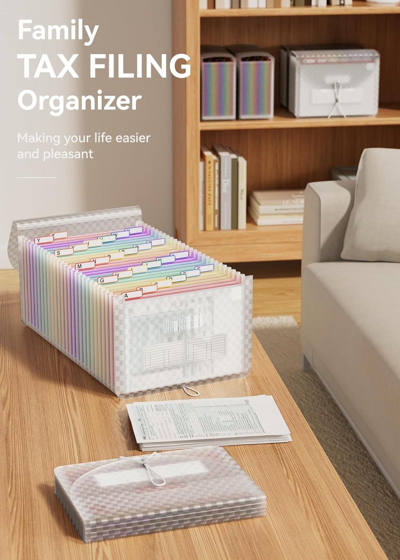 A4 Expanding File Organiser with 26 Pockets - Portable Rainbow Filing Folder (Pink ) - Image 4