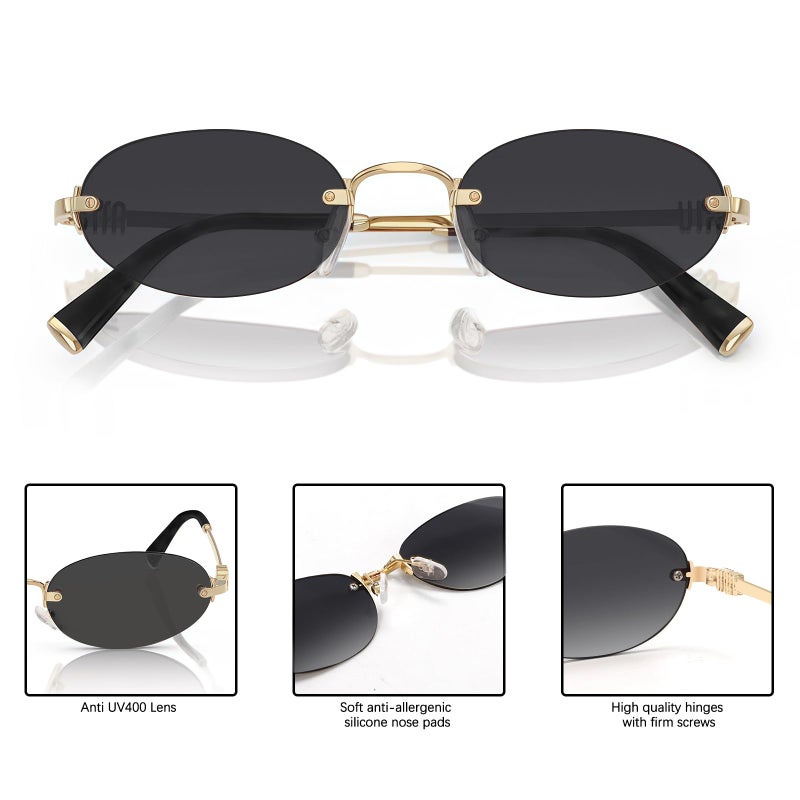 TYA Retro Small Oval Sunglasses for Women Men, 2026 Trendy Rimless Sun Glasses Fashion Narrow Shades Y2K Designer Sunnies - Image 5